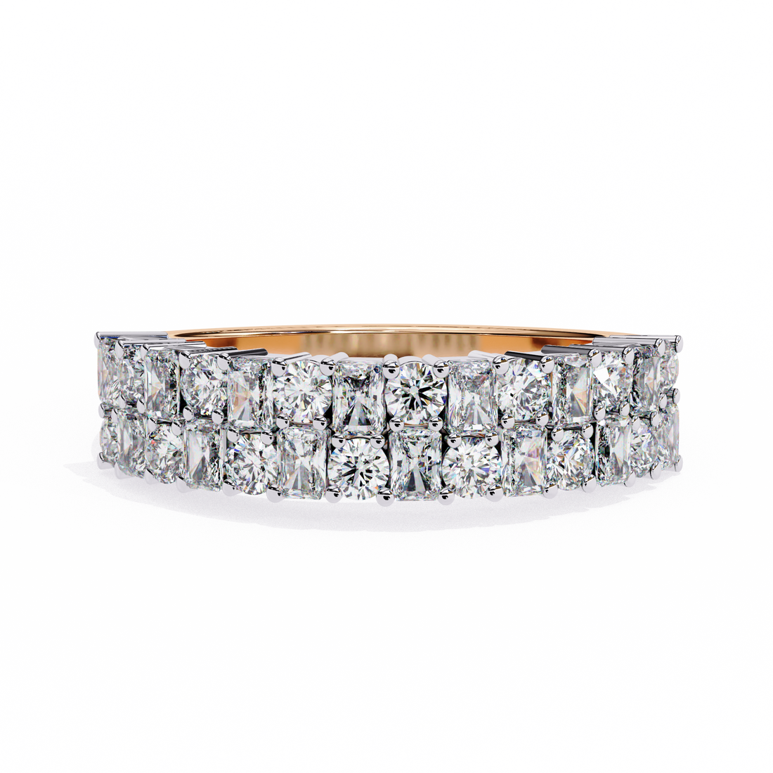 Two Steps Layered Diamond Statement Ring