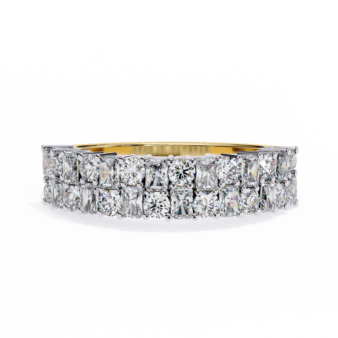 Two Steps Layered Diamond Statement Ring