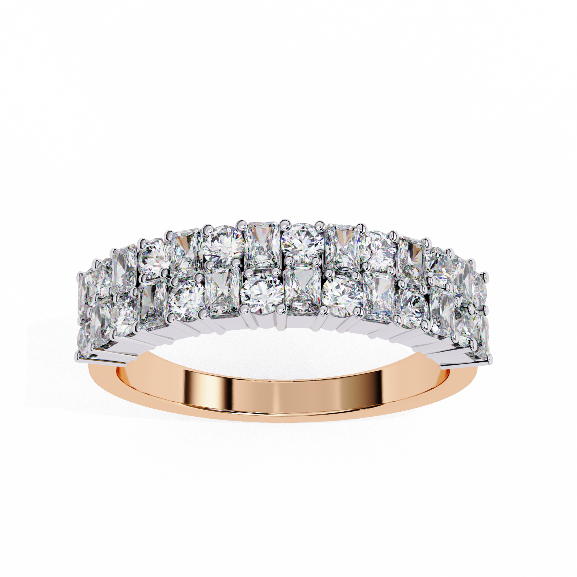 Two Steps Layered Diamond Statement Ring
