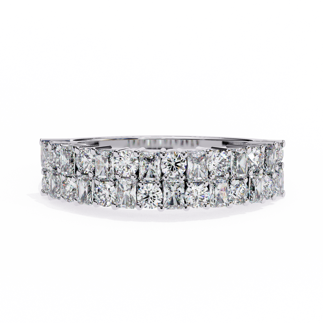 Two Steps Layered Diamond Statement Ring