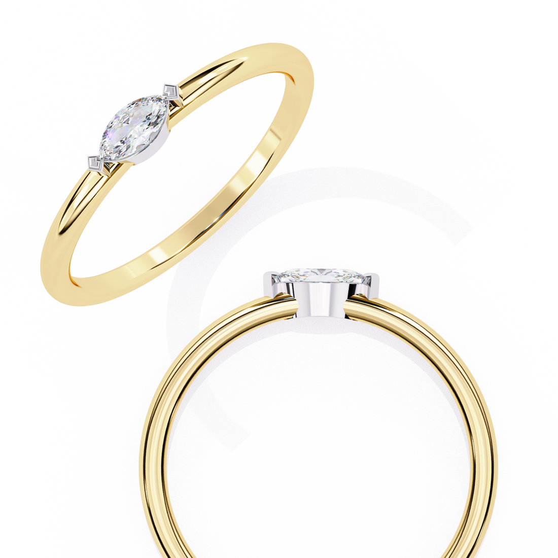 Unique Bezel Set Diamond Ring