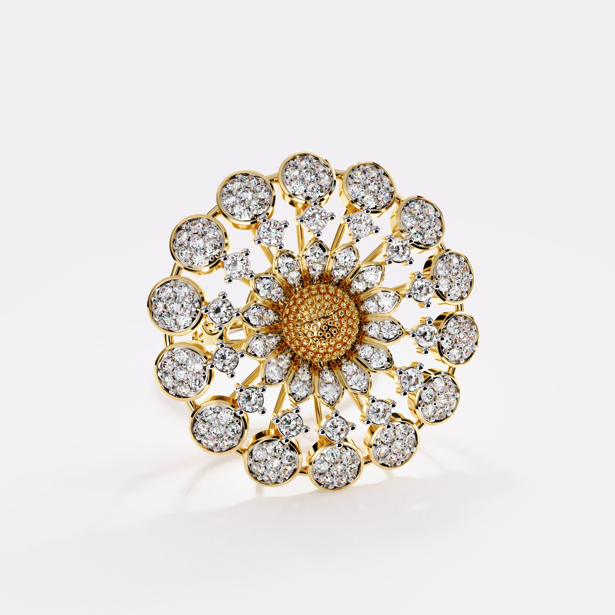 18k Gold Wide Cocktail Diamond Ring