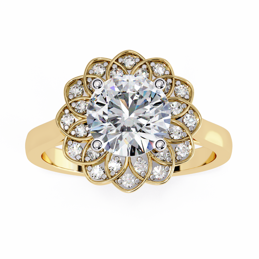 Golden Glow Sunburst Diamond Ring