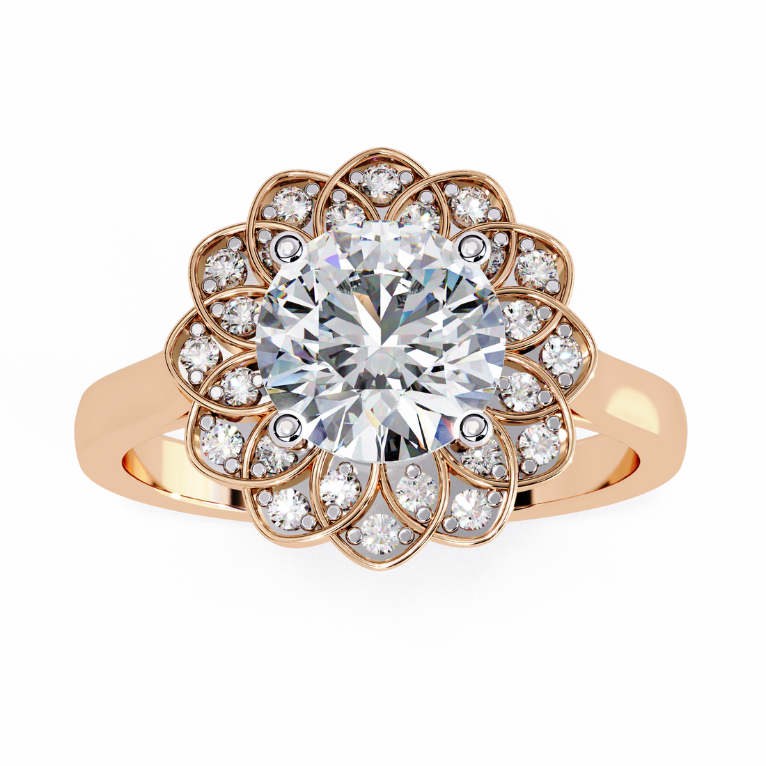 Golden Glow Sunburst Diamond Ring