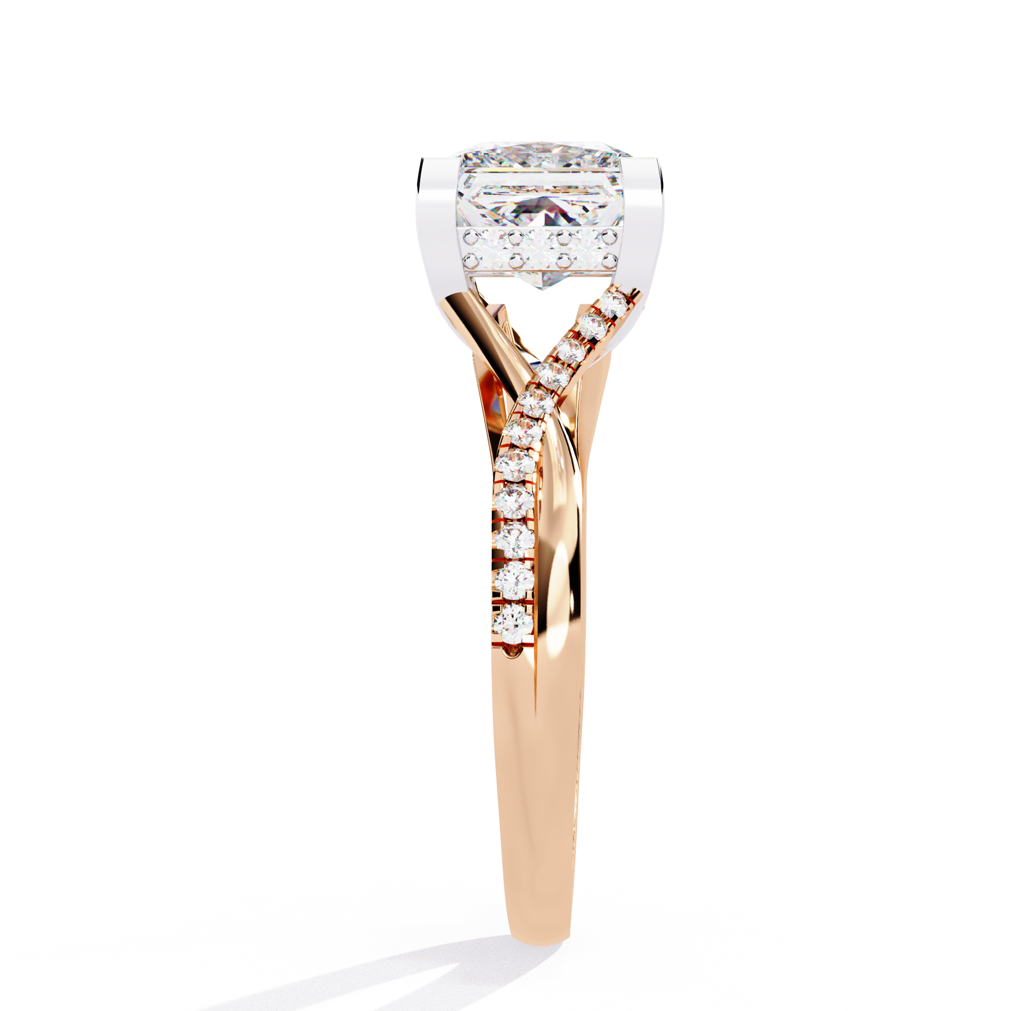 Elegant split Ring Princess Solitaire Ring