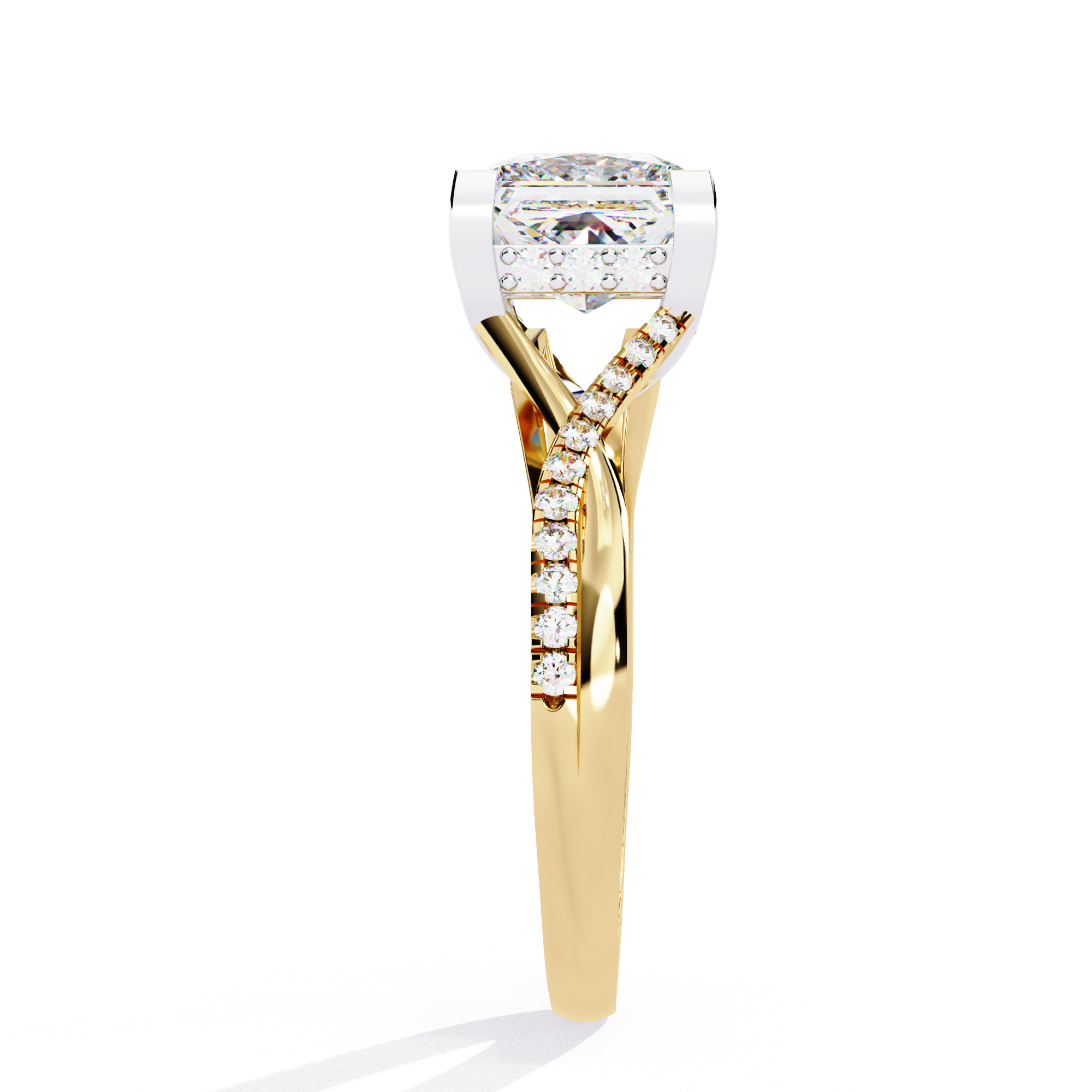 Elegant split Ring Princess Solitaire Ring