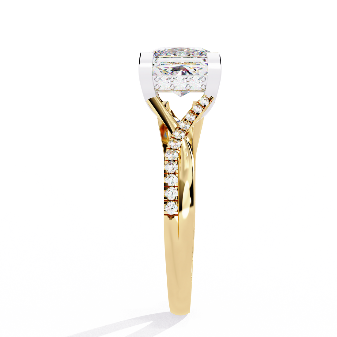 Elegant split Band Princess Solitaire Ring