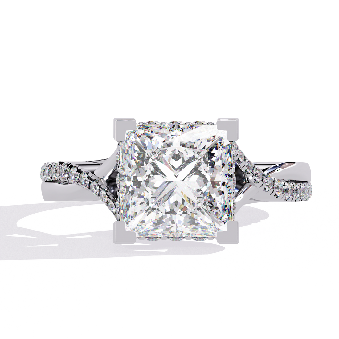 Elegant split Band Princess Solitaire Ring