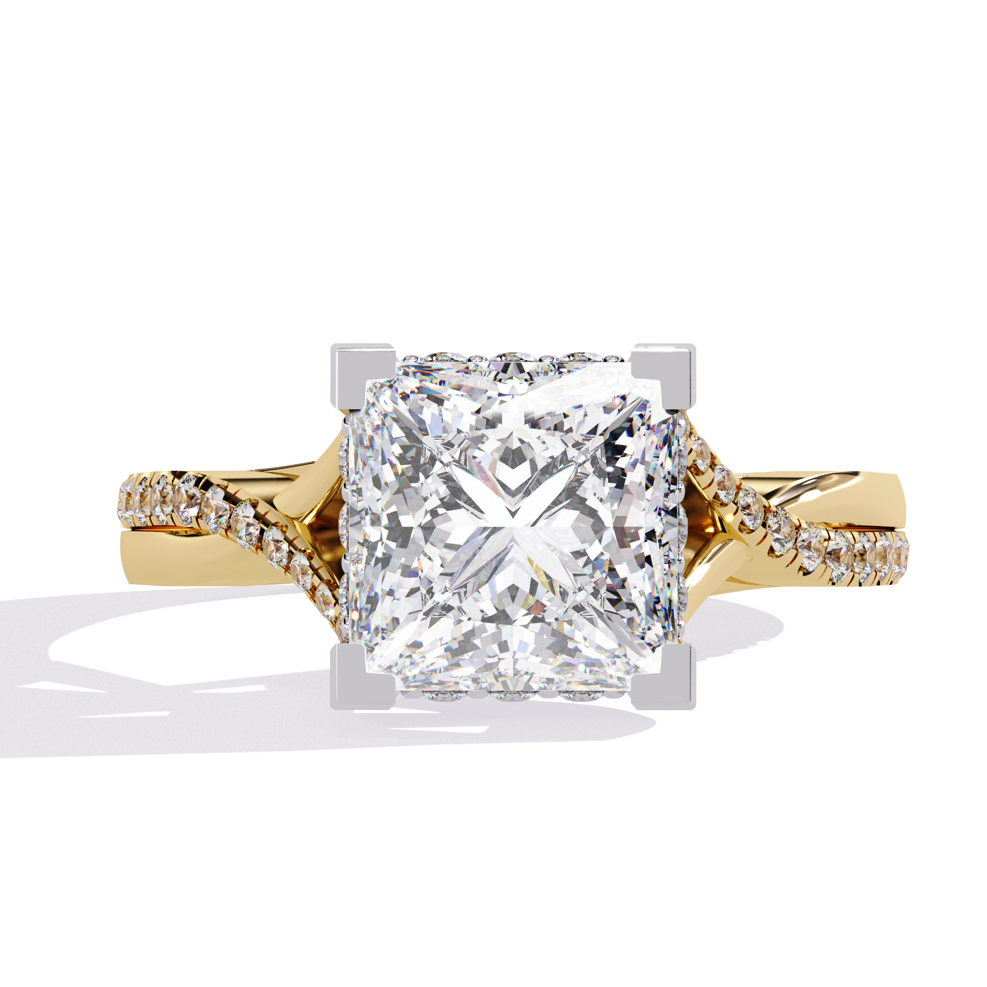 Elegant split Ring Princess Solitaire Ring