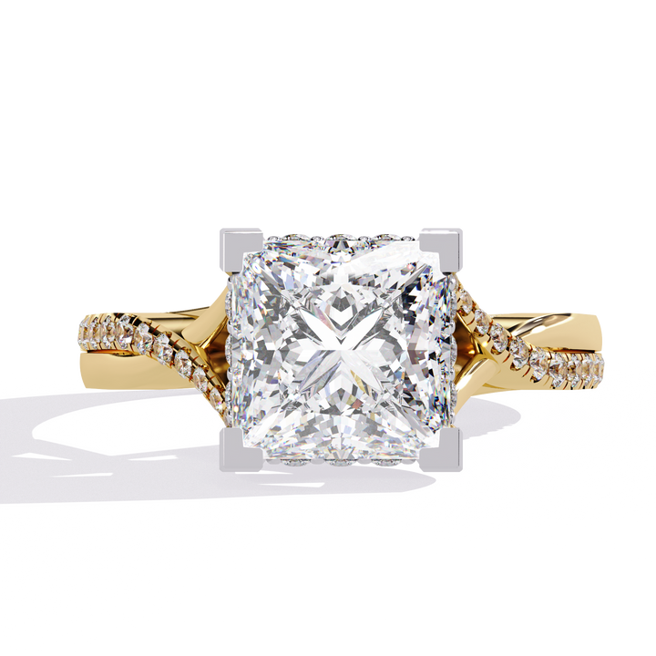 Elegant split Band Princess Solitaire Ring