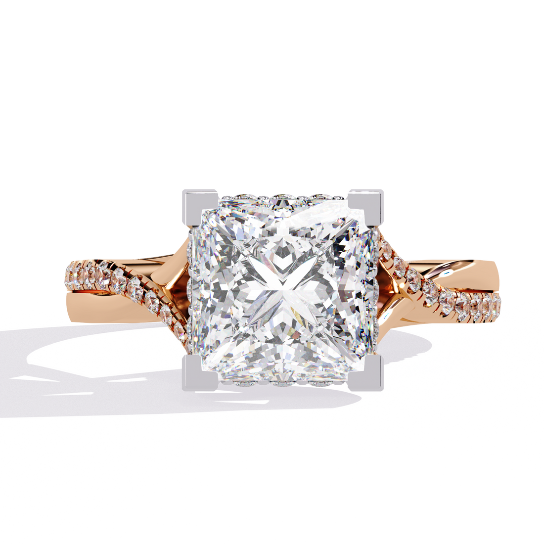 Elegant split Band Princess Solitaire Ring