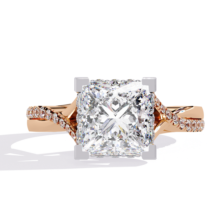 Elegant split Ring Princess Solitaire Ring