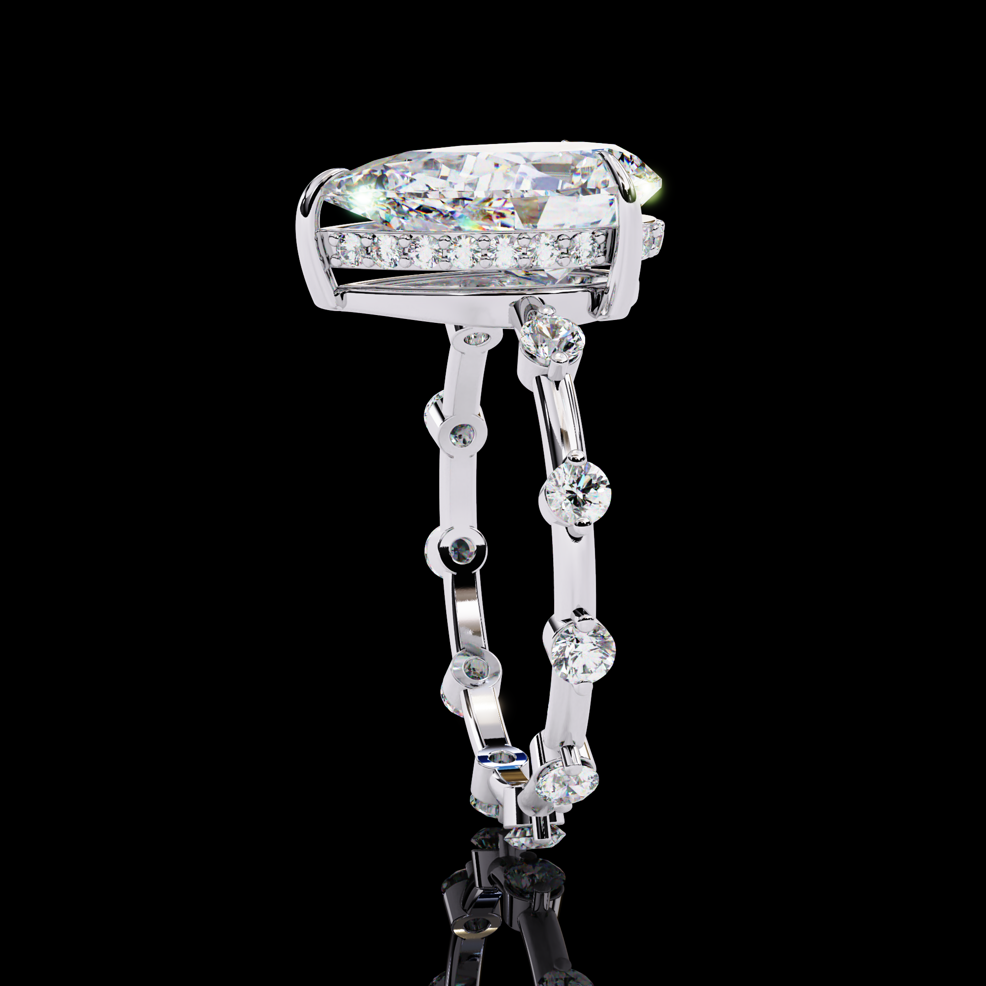 3 Carats Pear Shape Solitaire Ring