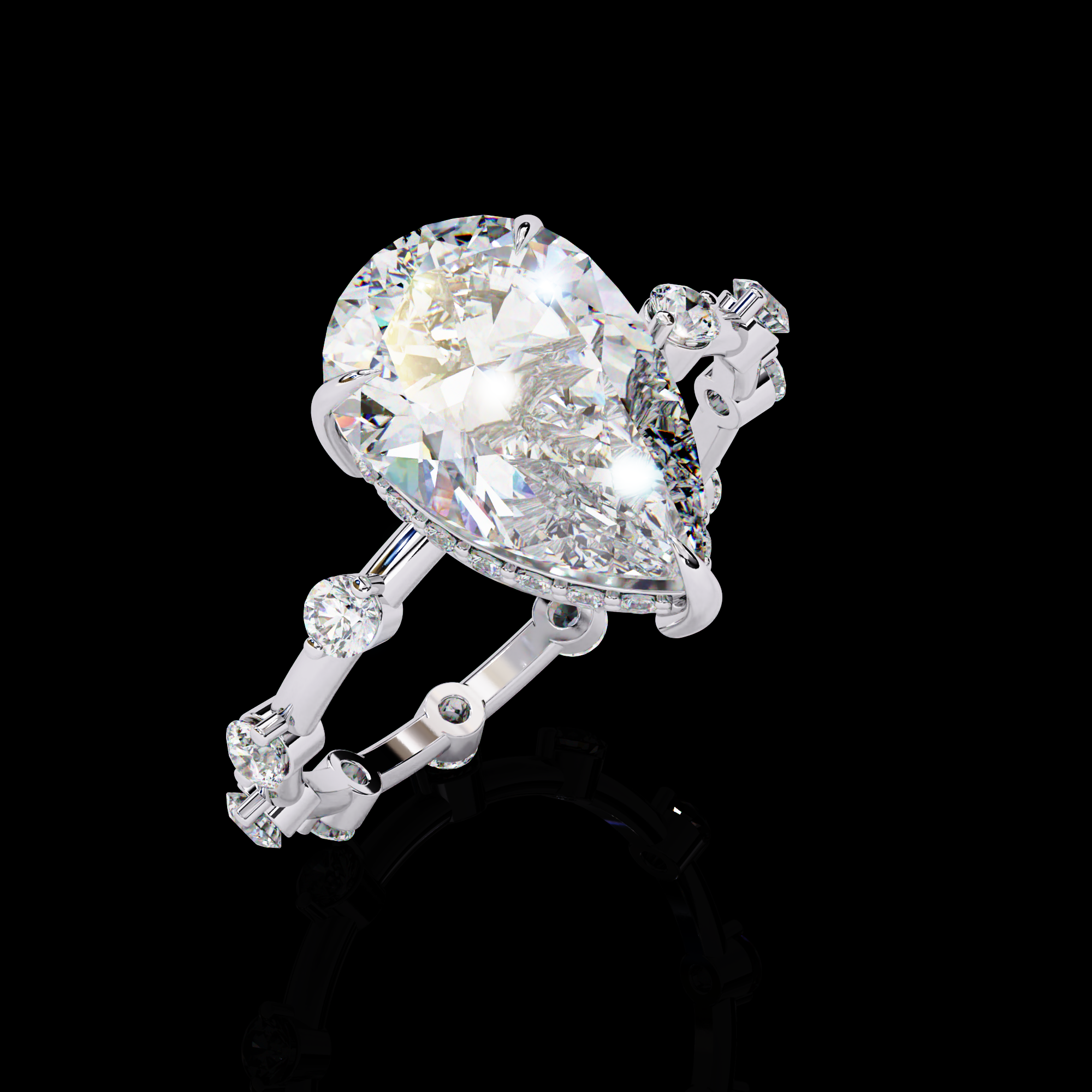 3 Carats Pear Shape Solitaire Ring