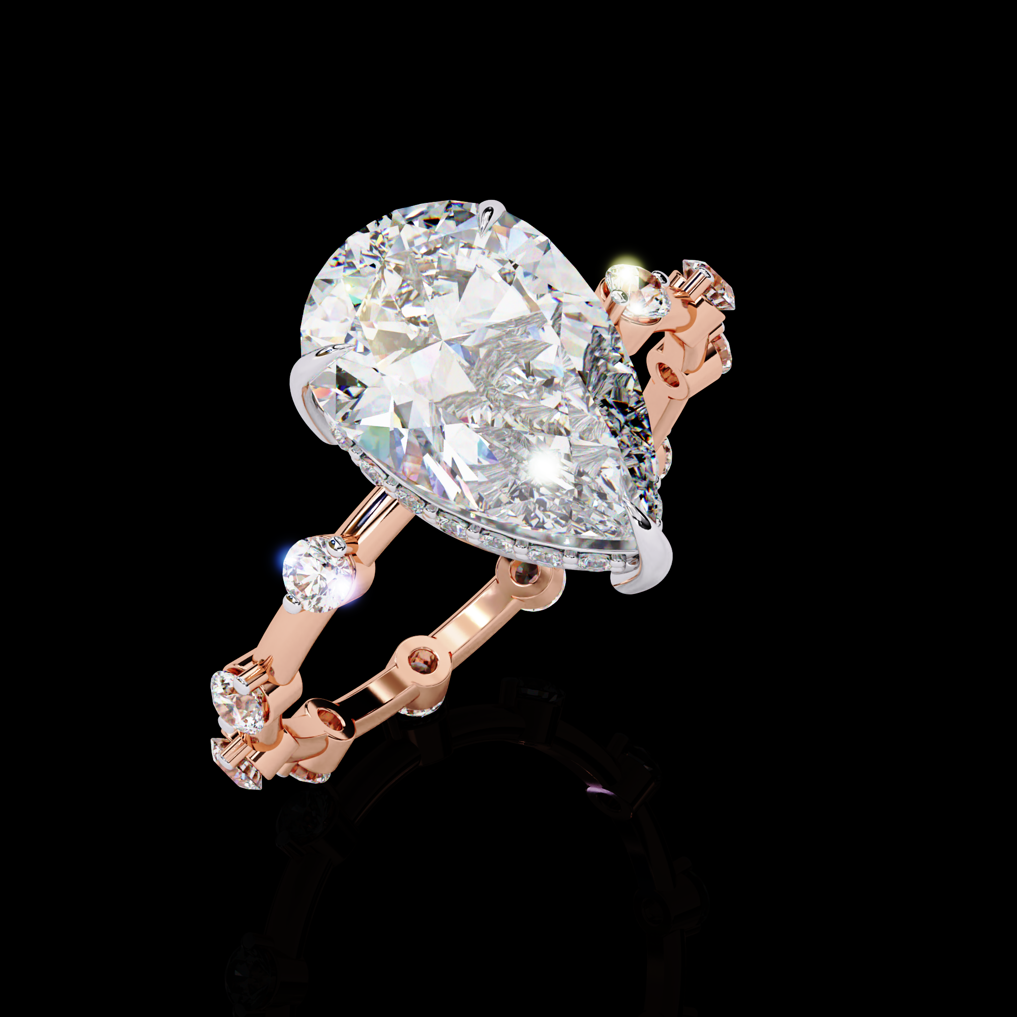 3 Carats Pear Shape Solitaire Ring