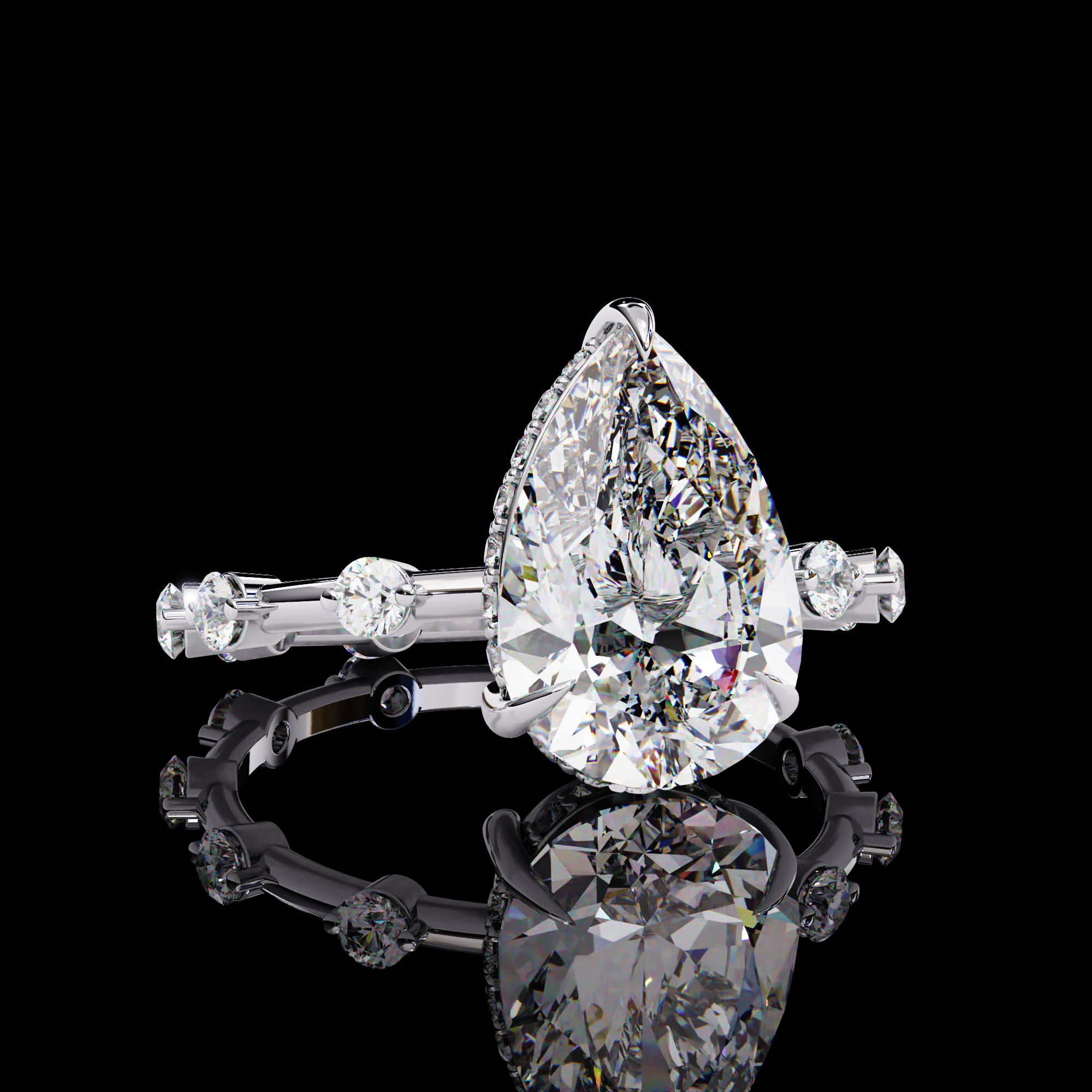 3 Carats Pear Shape Solitaire Ring