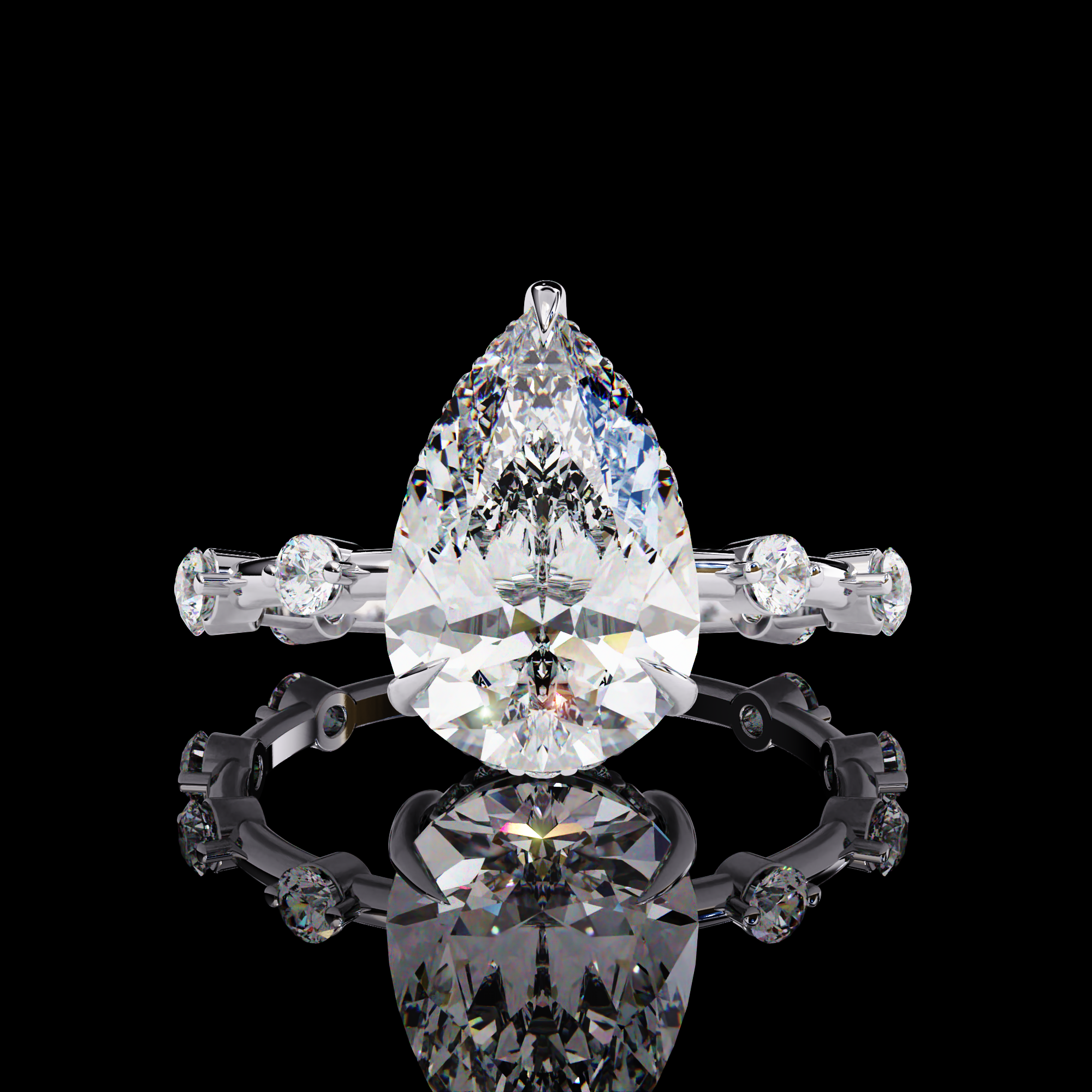 3 Carats Pear Shape Solitaire Ring