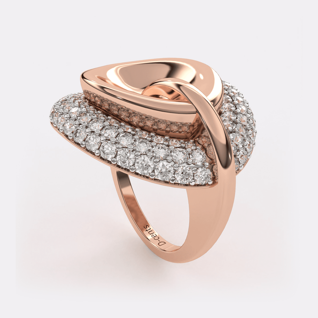 Curved Diamond Shell Ring