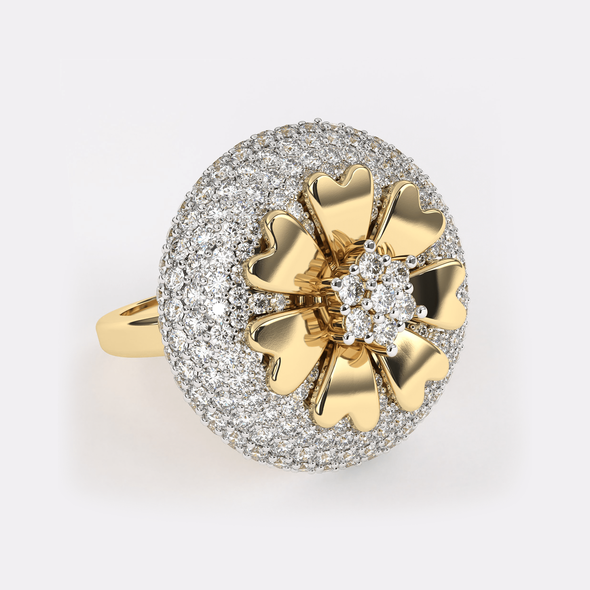 Flower Design Rose Gold Diamond Ring