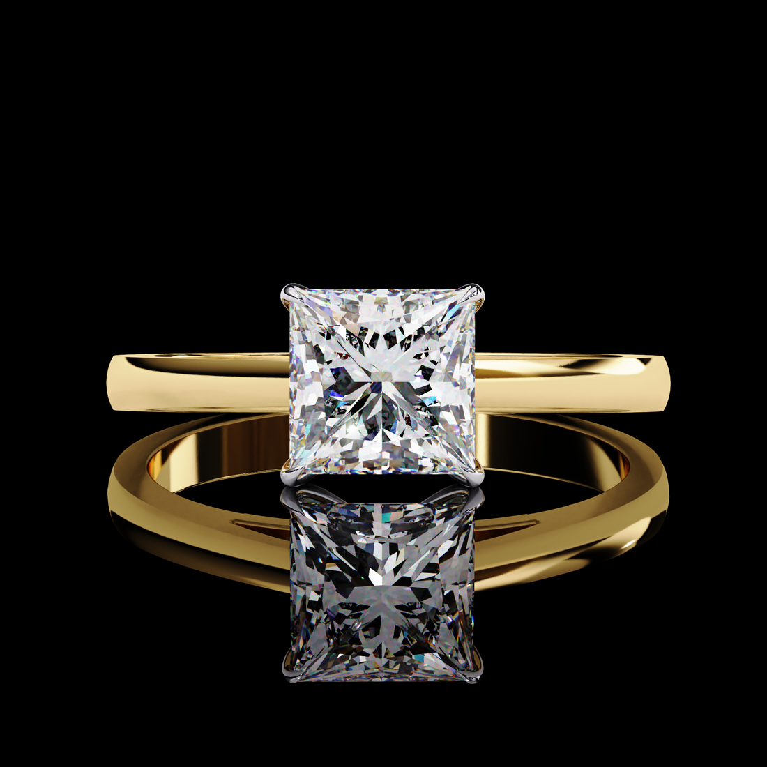 1 Carat Princess Solitaire Diamond Ring2