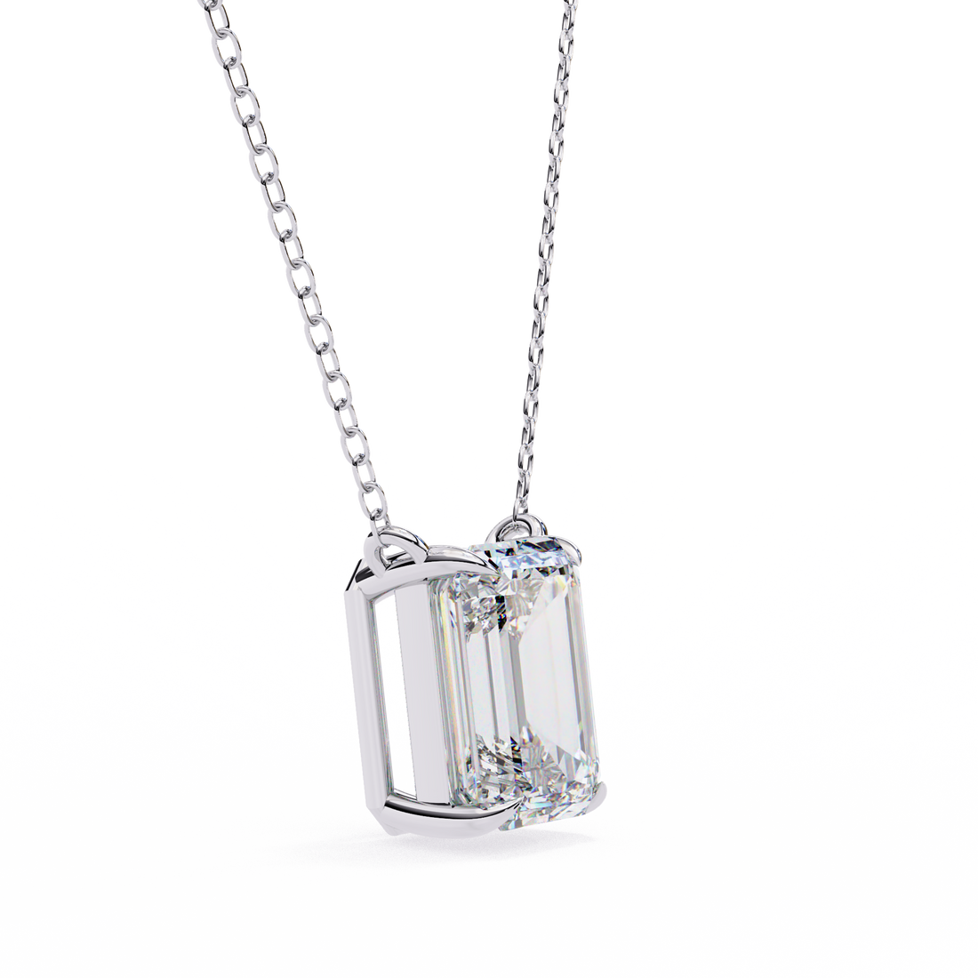 1 carat emerald lab grown diamond pendant with Chain