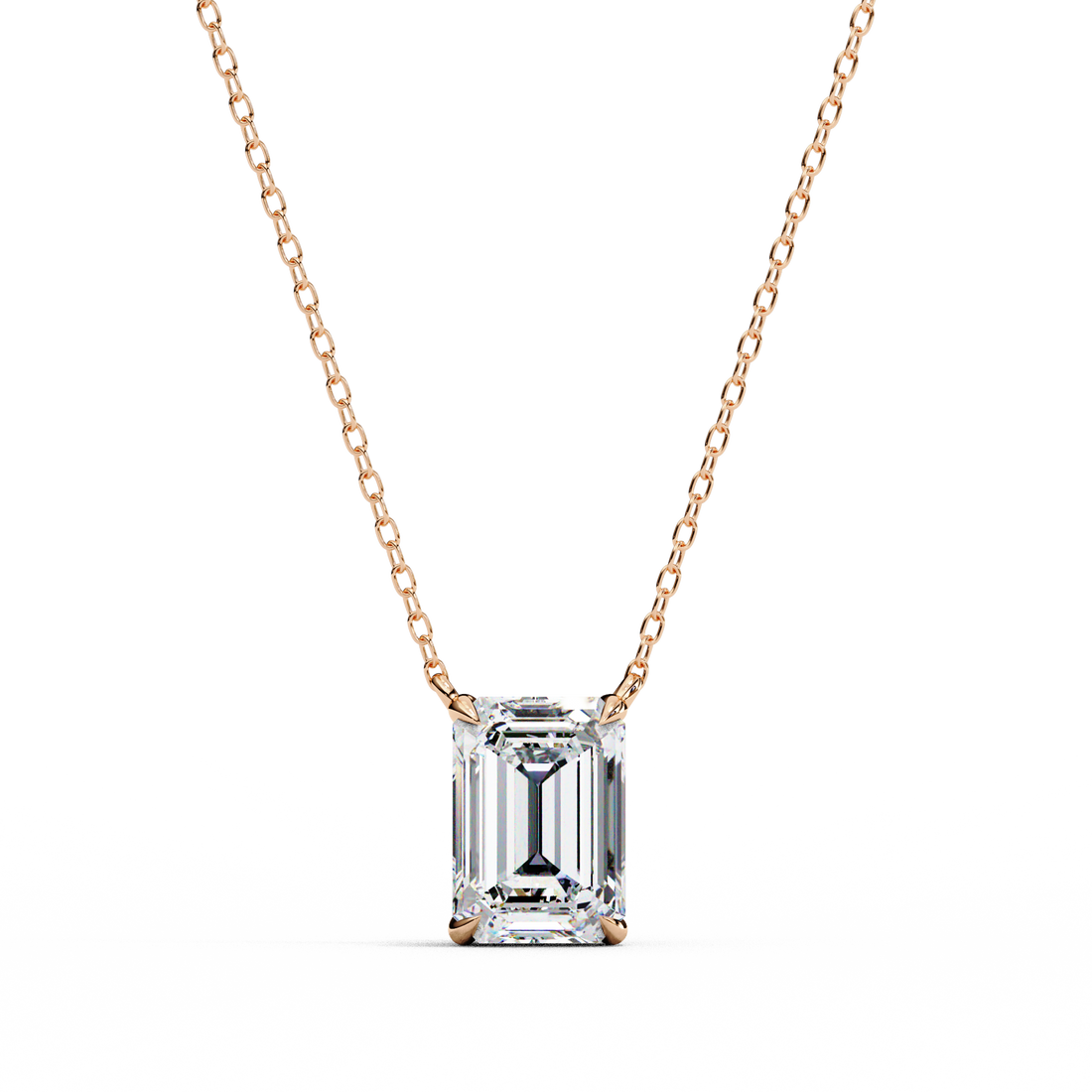 1 carat emerald lab grown diamond pendant with Chain