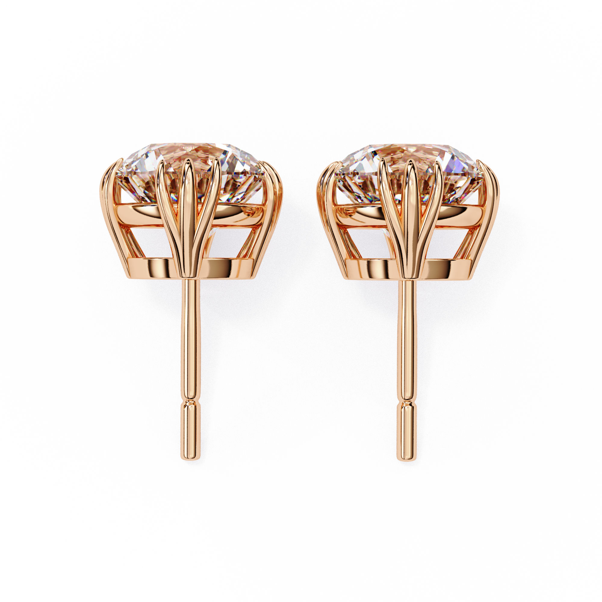 2.80 Carat Classic Solitaire Round Studs