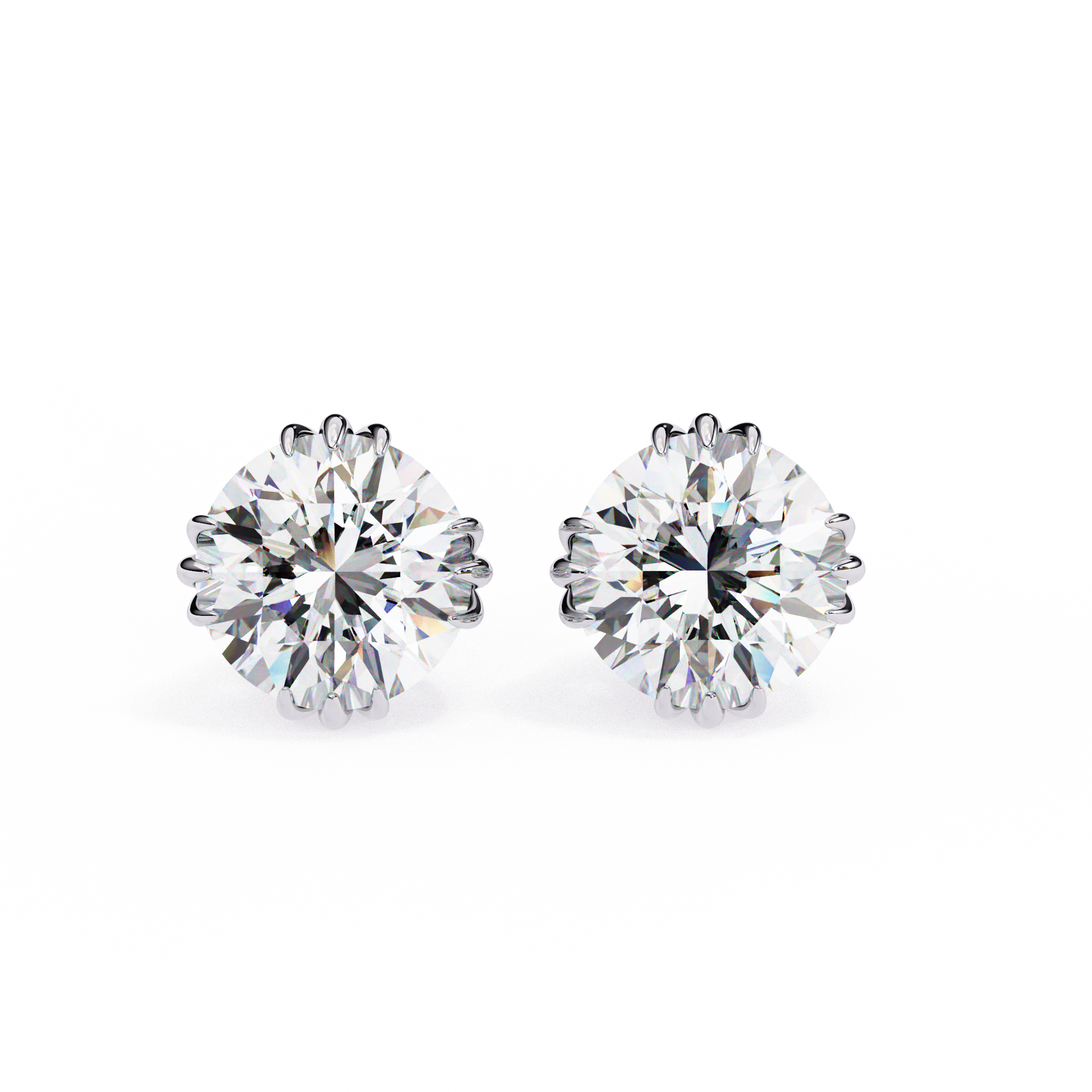 2.80 Carat Classic Solitaire Round Studs