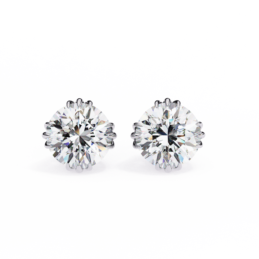 2.80 Carat Classic Solitaire Round Studs