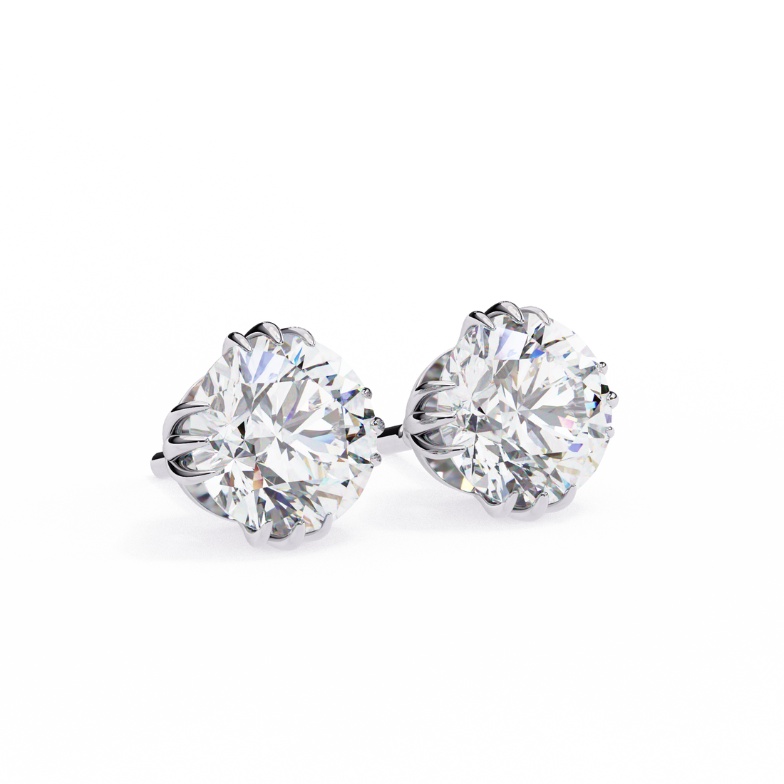 2.80 Carat Classic Solitaire Round Studs