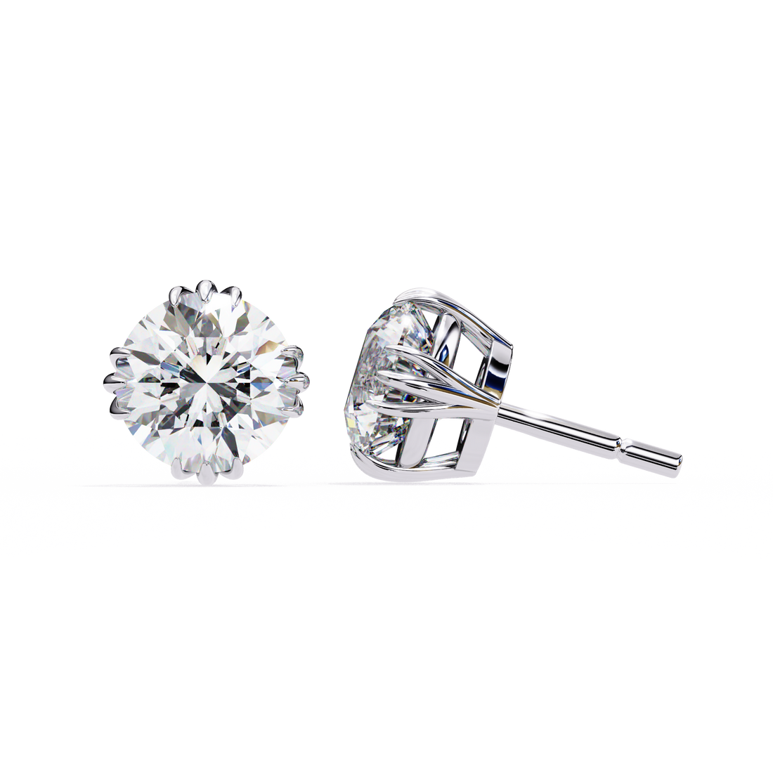 2.80 Carat Classic Solitaire Round Studs