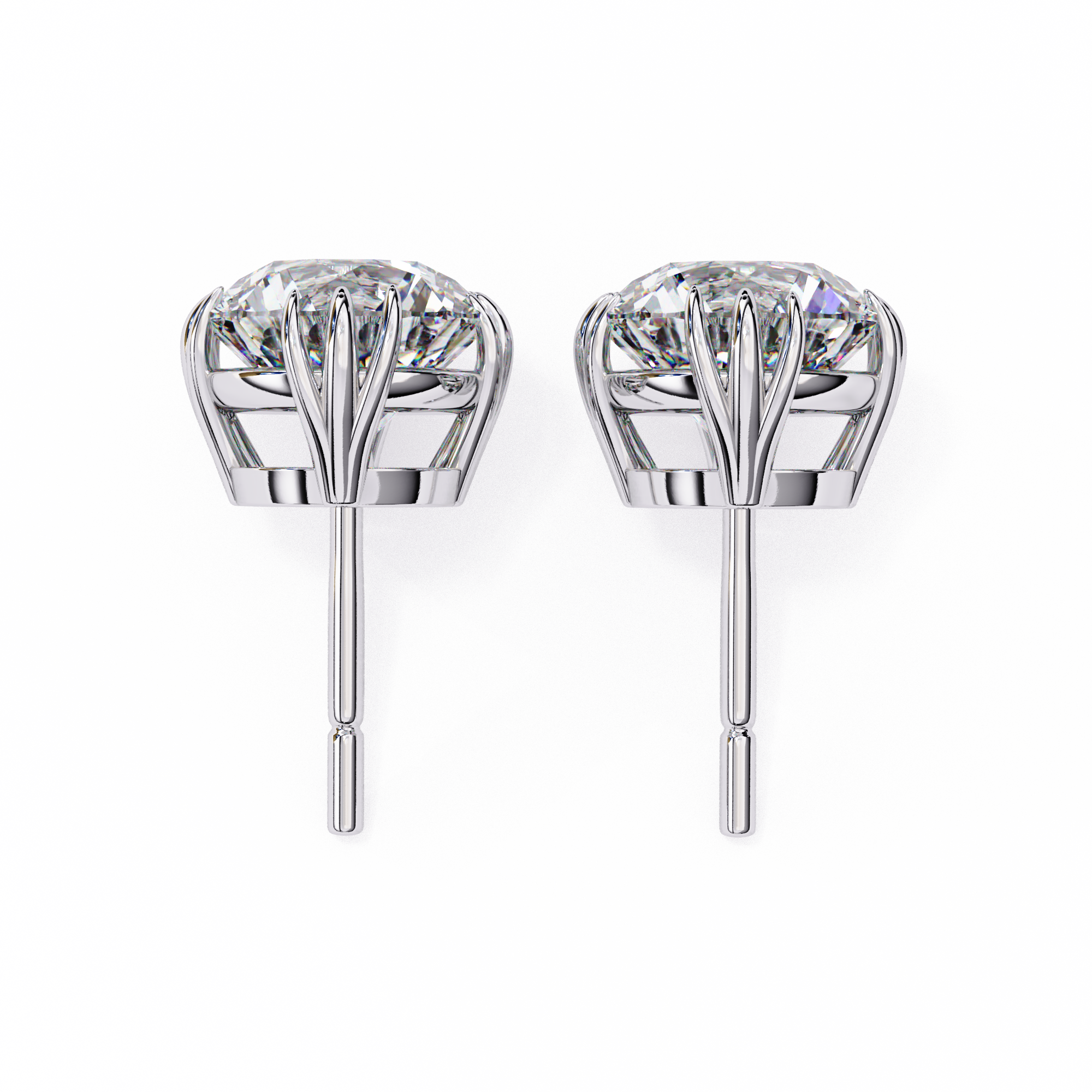 2.80 Carat Classic Solitaire Round Studs