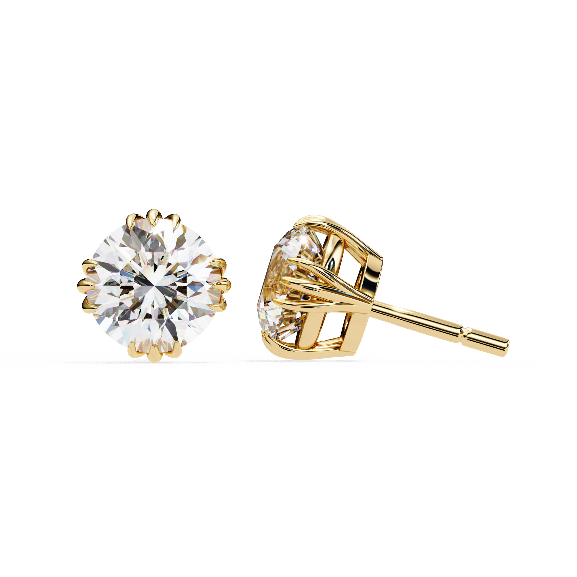 2.80 Carat Classic Solitaire Round Studs
