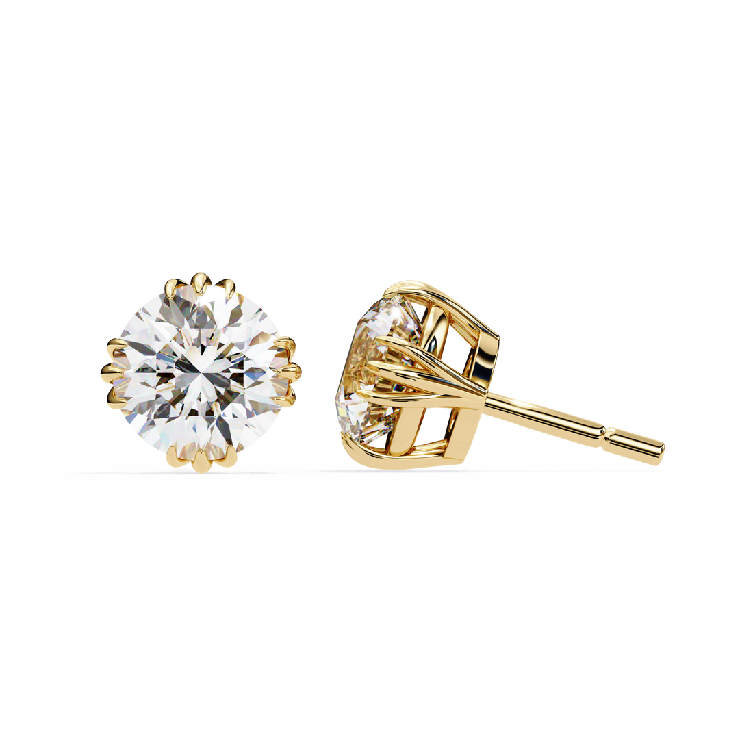 2.80 Carat Classic Solitaire Round Studs