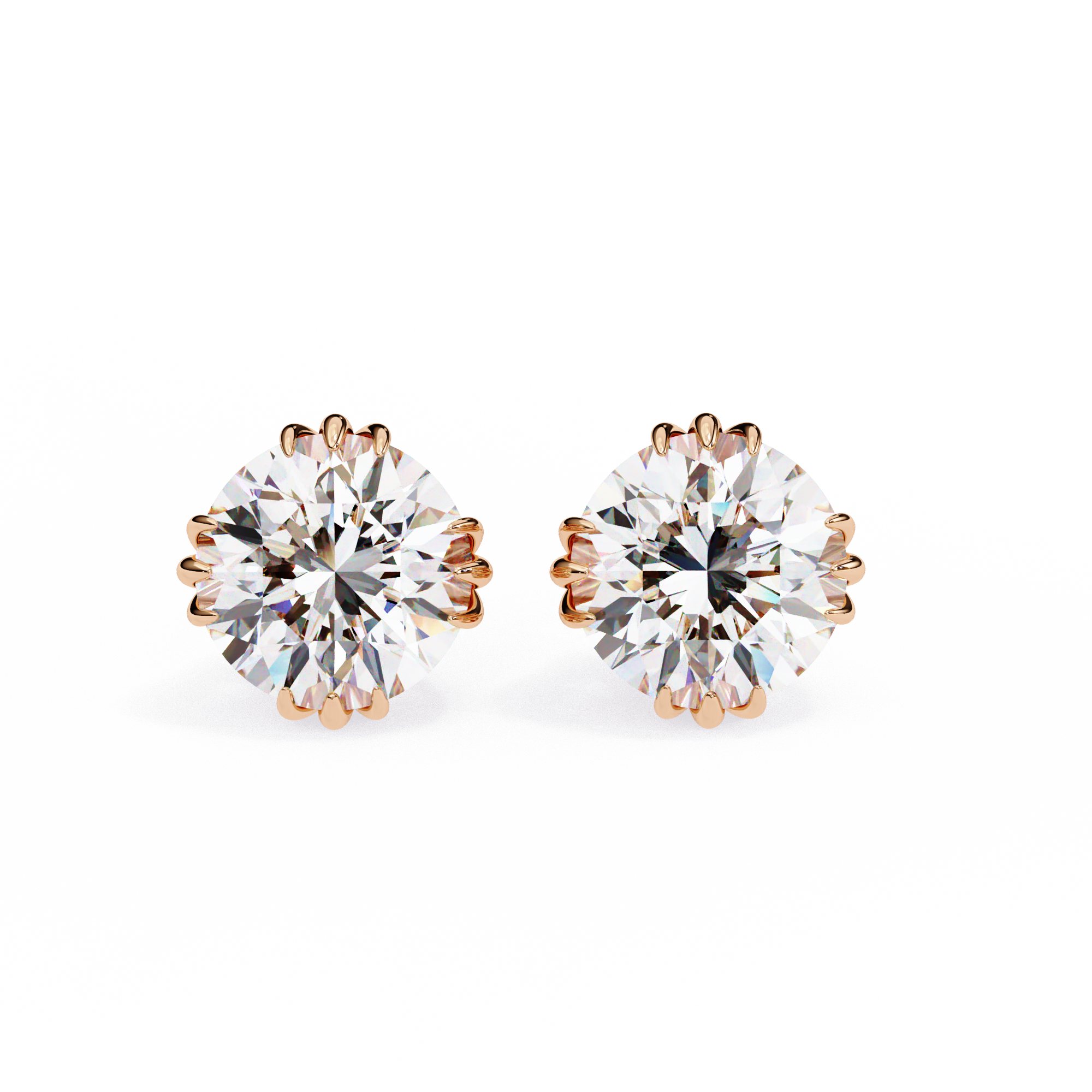 2.80 Carat Classic Solitaire Round Studs