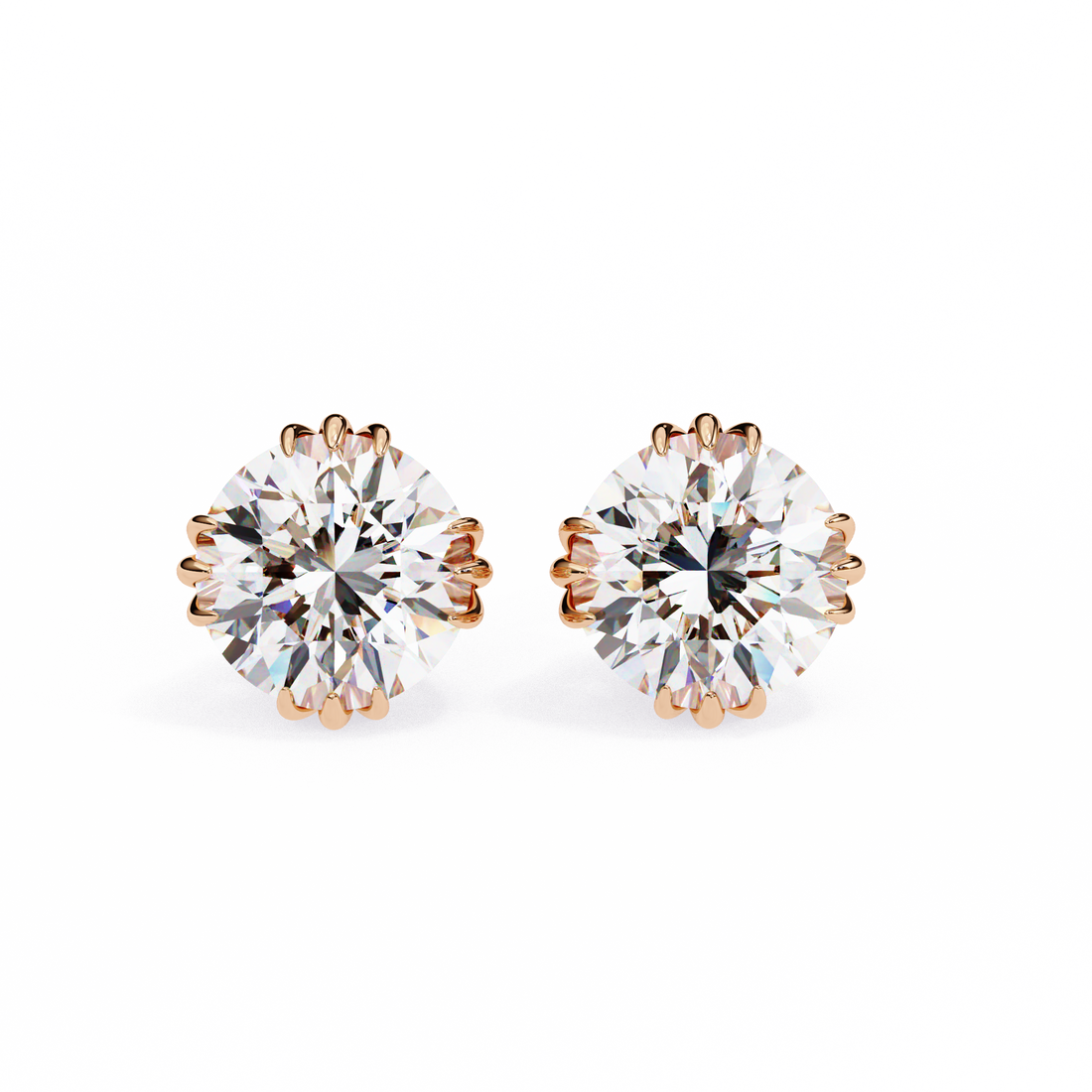 2.80 Carat Classic Solitaire Round Studs