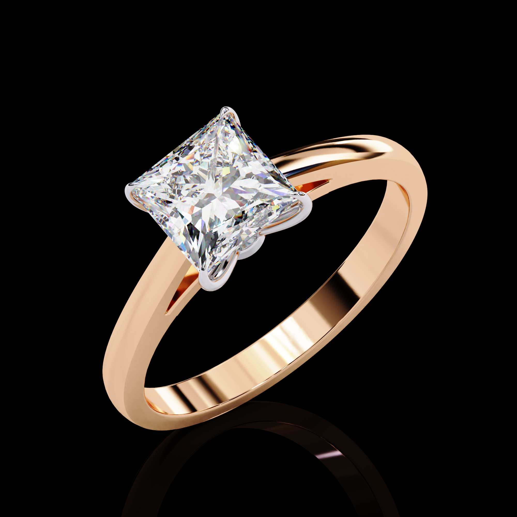 1 Carat Princess Solitaire Diamond Ring