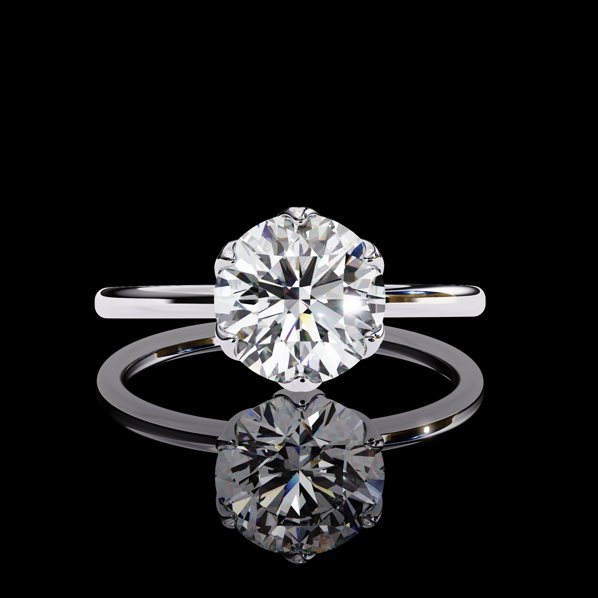 2 carats Round Solitaire Diamond Ring