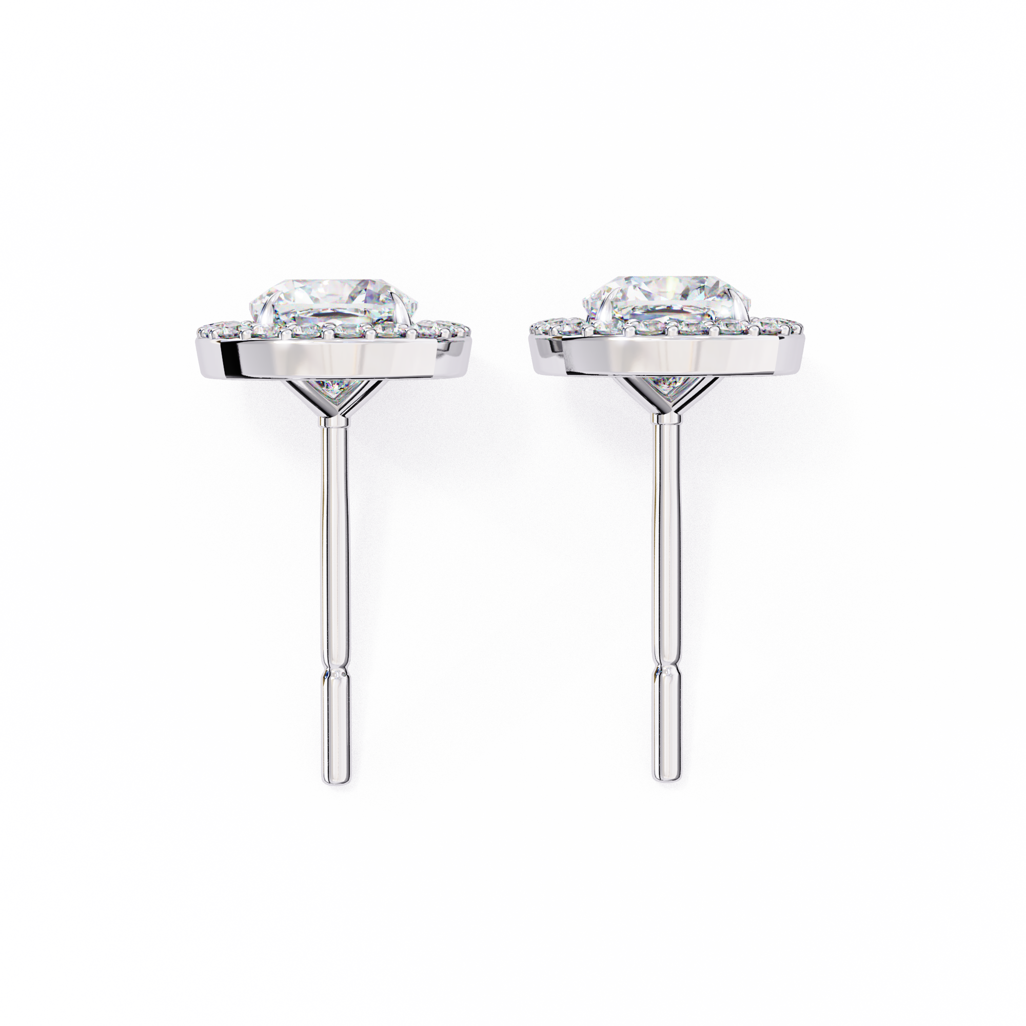 86 Cents Cushion Halo Diamond Earrings