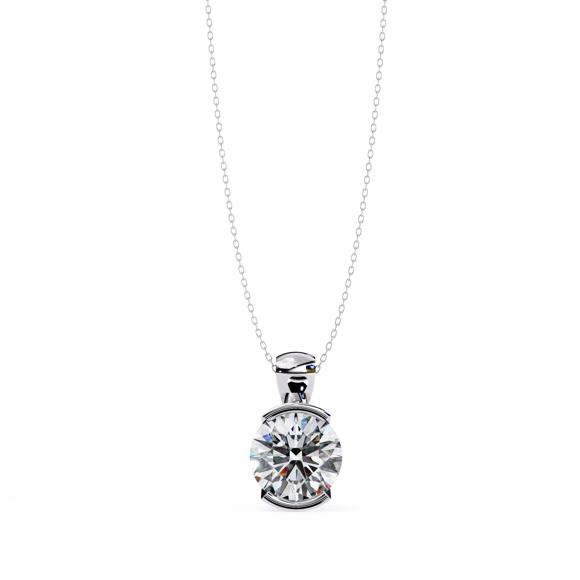 Half Bezel Round Diamond pendant
