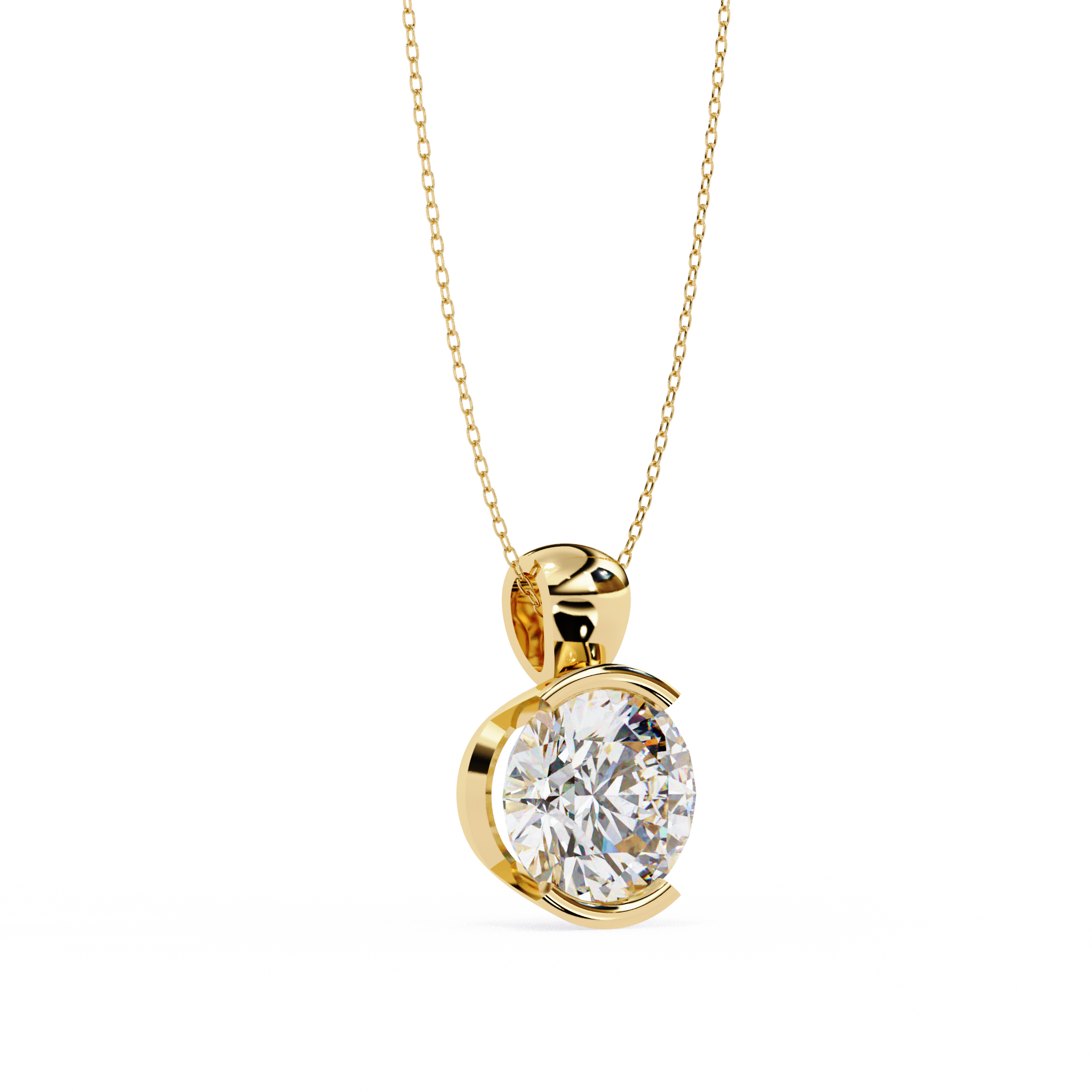 Half Bezel Round Diamond pendant