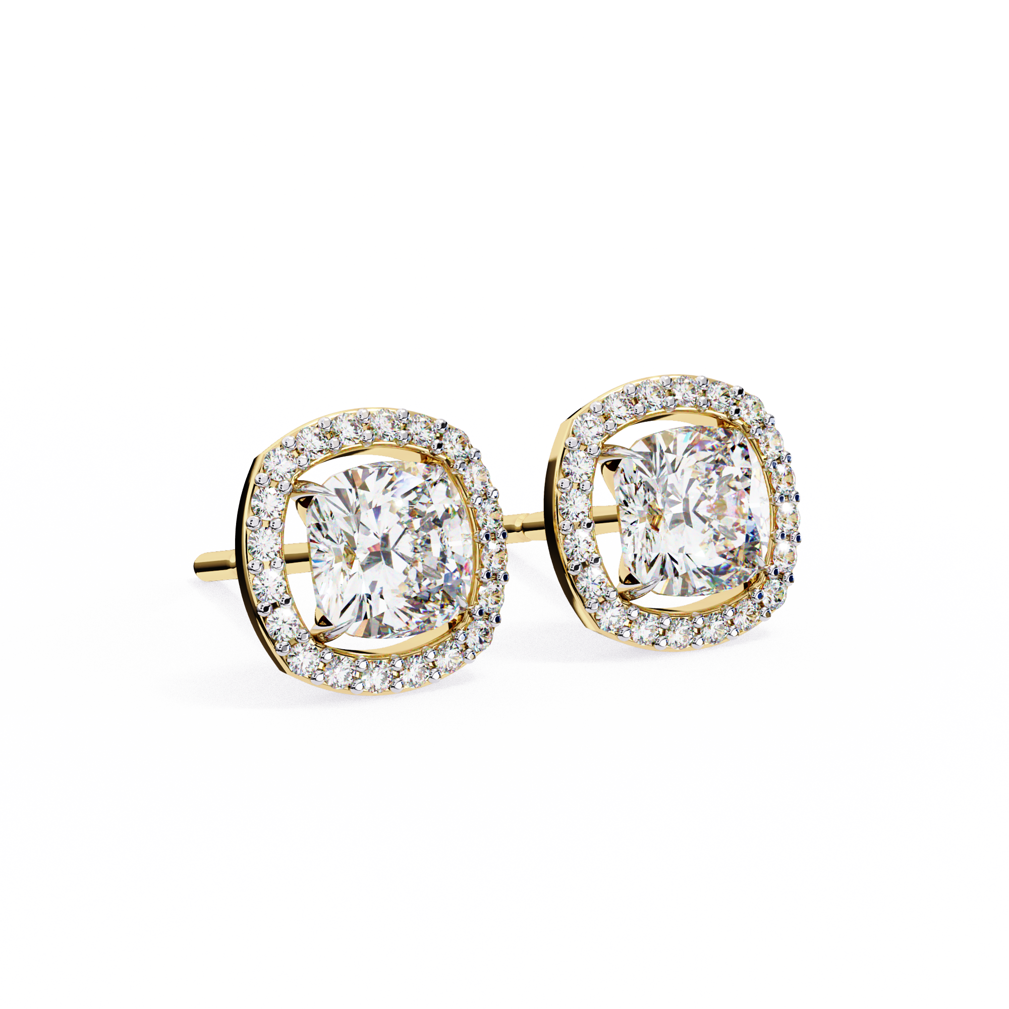 86 Cents Cushion Halo Diamond Earrings