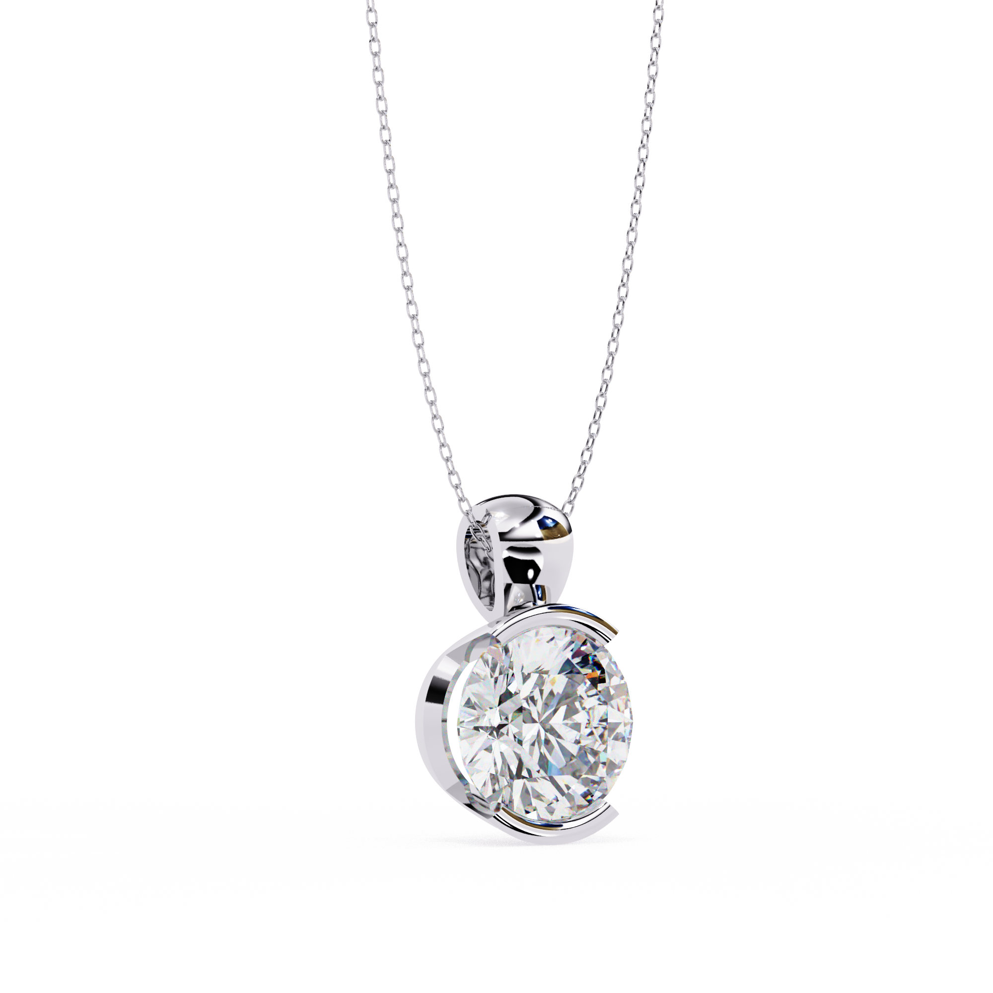 Half Bezel Round Diamond pendant