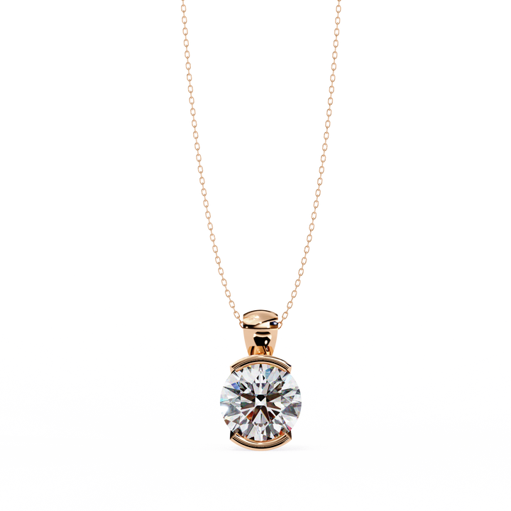 Half Bezel Round Diamond pendant
