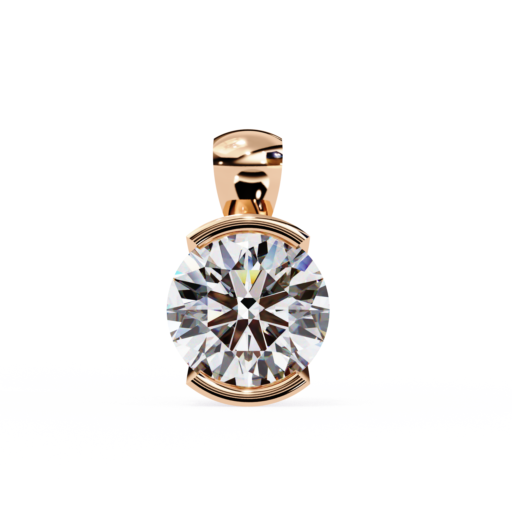 Half Bezel Round Diamond pendant