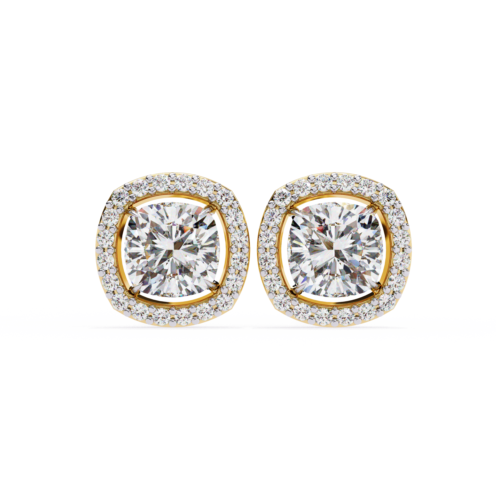 86 Cents Cushion Halo Diamond Earrings