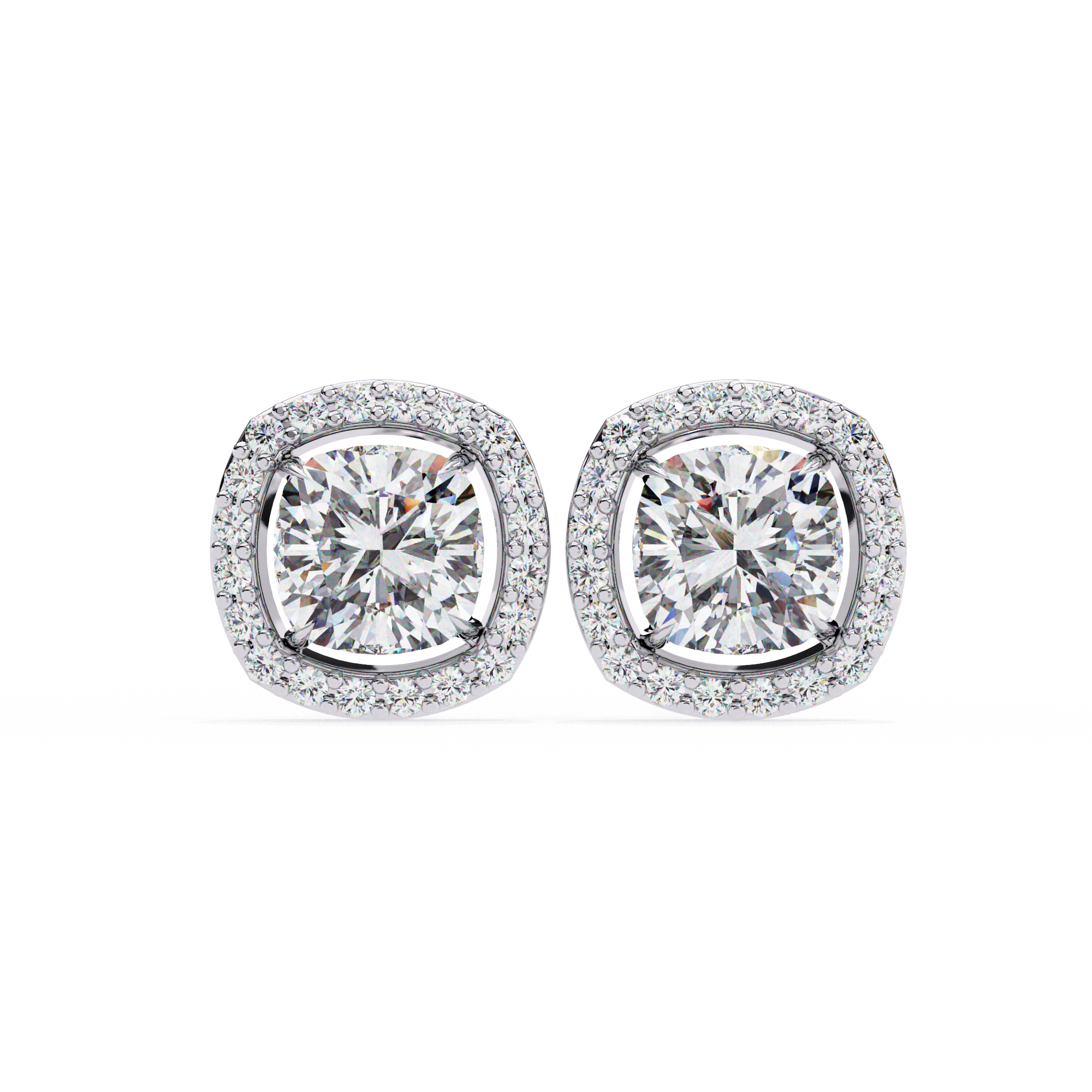 86 Cents Cushion Halo Diamond Earrings
