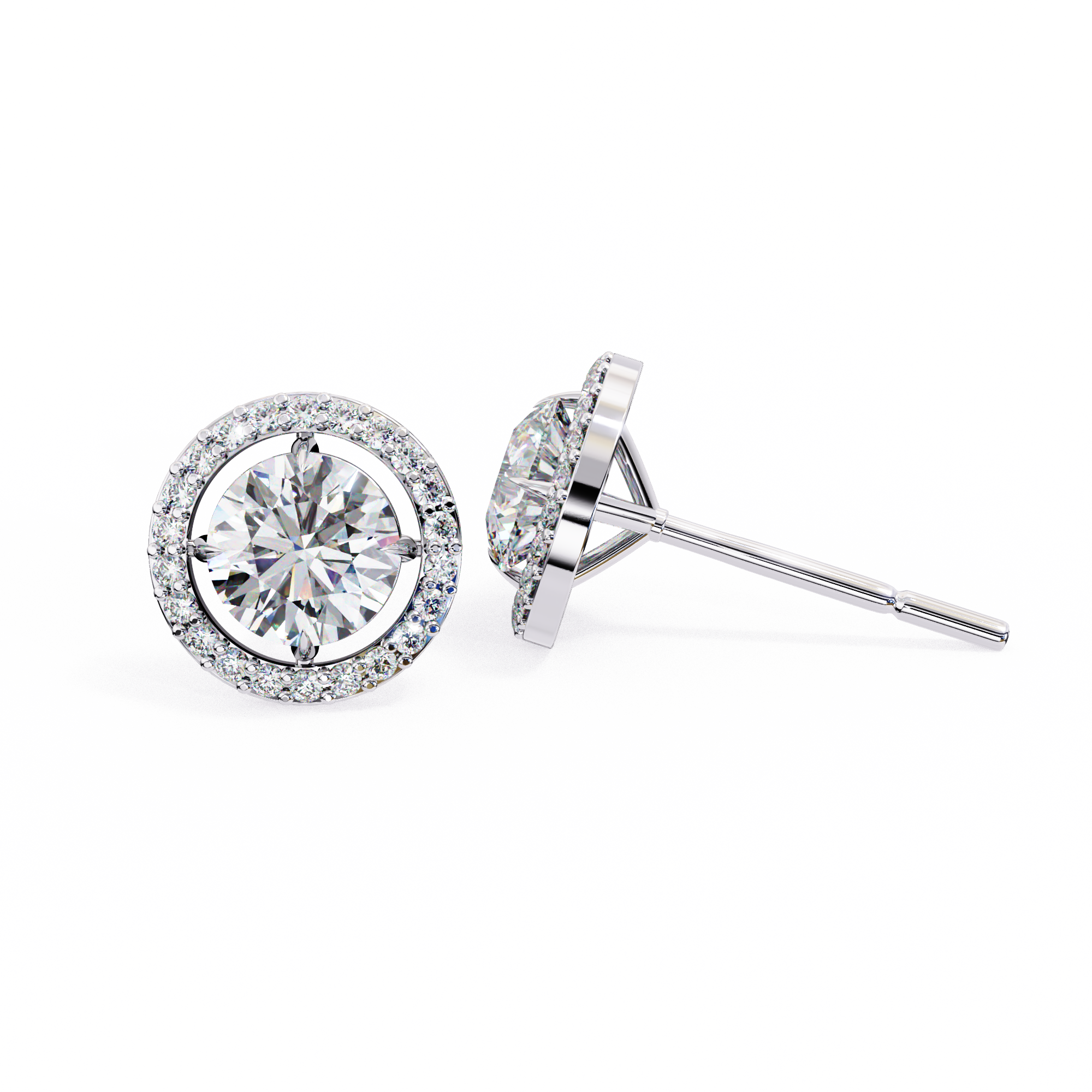 Soliatire Halo Lab Grown Diamond Earrings