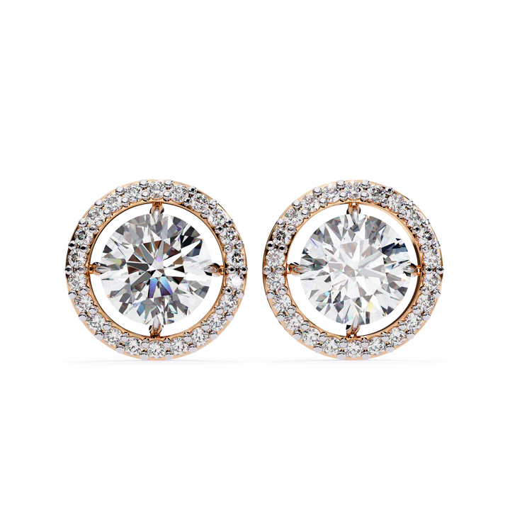 Soliatire Halo Lab Grown Diamond Earrings
