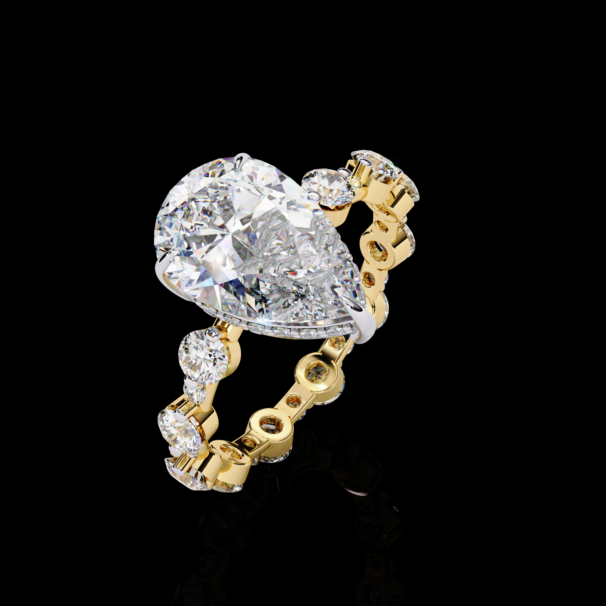 3 carats Solitaire ring with Diamond Ring